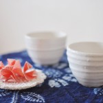 Ceramic bowls and blueberry scones